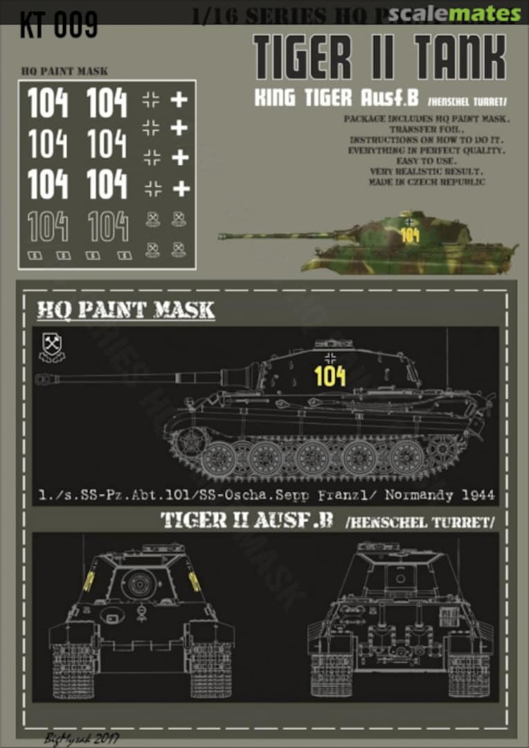 Boxart Kingtiger 1./s.SS-Pz.Abt.101/SS-Oscha Sepp Franzl/ Normandy 1944 Paint Mask KT 009 HQ-Masks