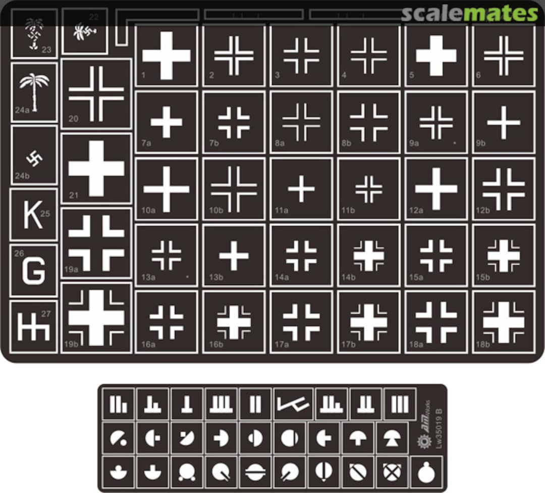 Boxart German Insignia Spraying Stencils LW35019 Alliance Model Works