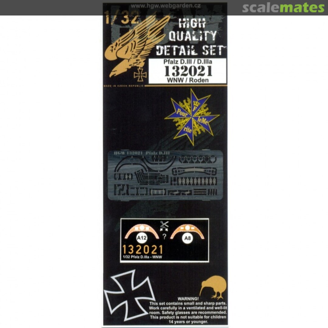 Boxart Pfalz D.III-D.IIIa - PE & Decal Set 132021 HGW Models