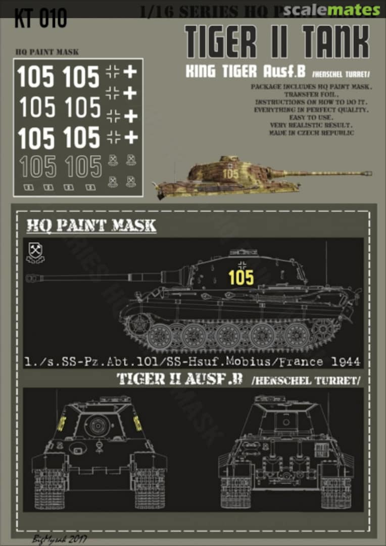 Boxart Kingtiger 1./s.SS-Pz.Abt.101 /SS-Hsuf.Mobius/ France 1944 Paint Mask KT 010 HQ-Masks