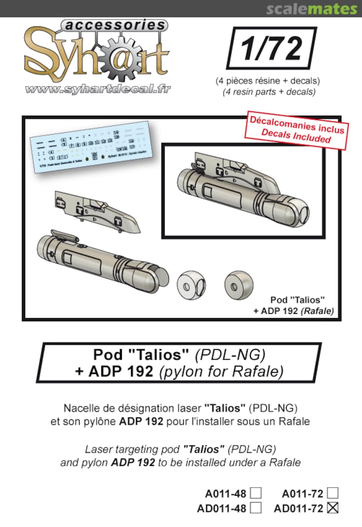 Boxart Pod "Talios" (PDL-NG) + ADP 192 pylon for Rafale AD011-72 Syhart