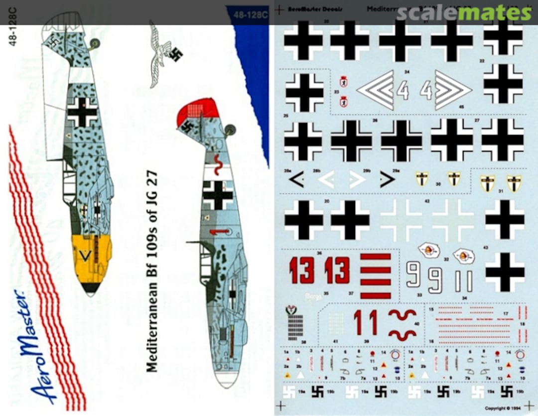 Boxart Mediterranean Bf 109s of JG 27 48-128 AeroMaster