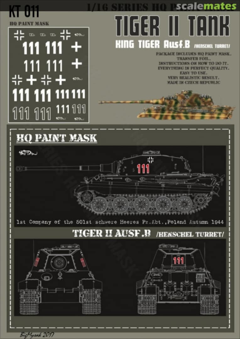 Boxart King Tiger 1st Company 501st schwere Heers Pz.Abt. Poland Autumn 1944 Paint Mask KT 011 HQ-Masks