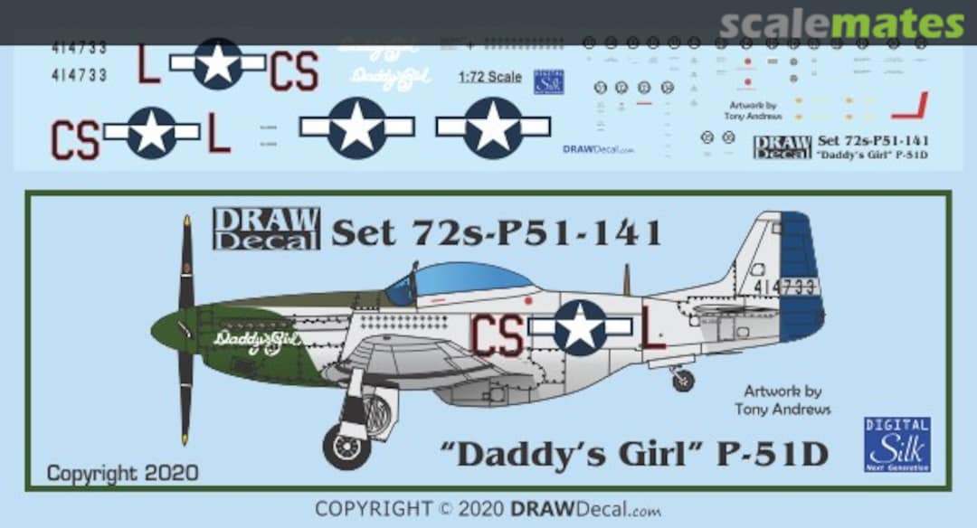 Boxart “Daddy’s Girl” P-51D 72-P51-141 Draw Decal