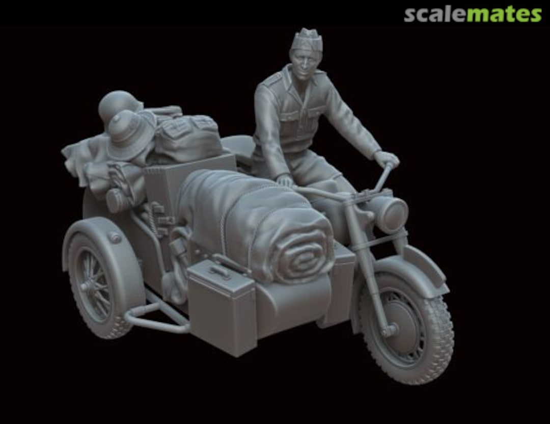 Boxart Military BMW R75 with sidecar and DAK soldier M72004 White Stork Miniatures