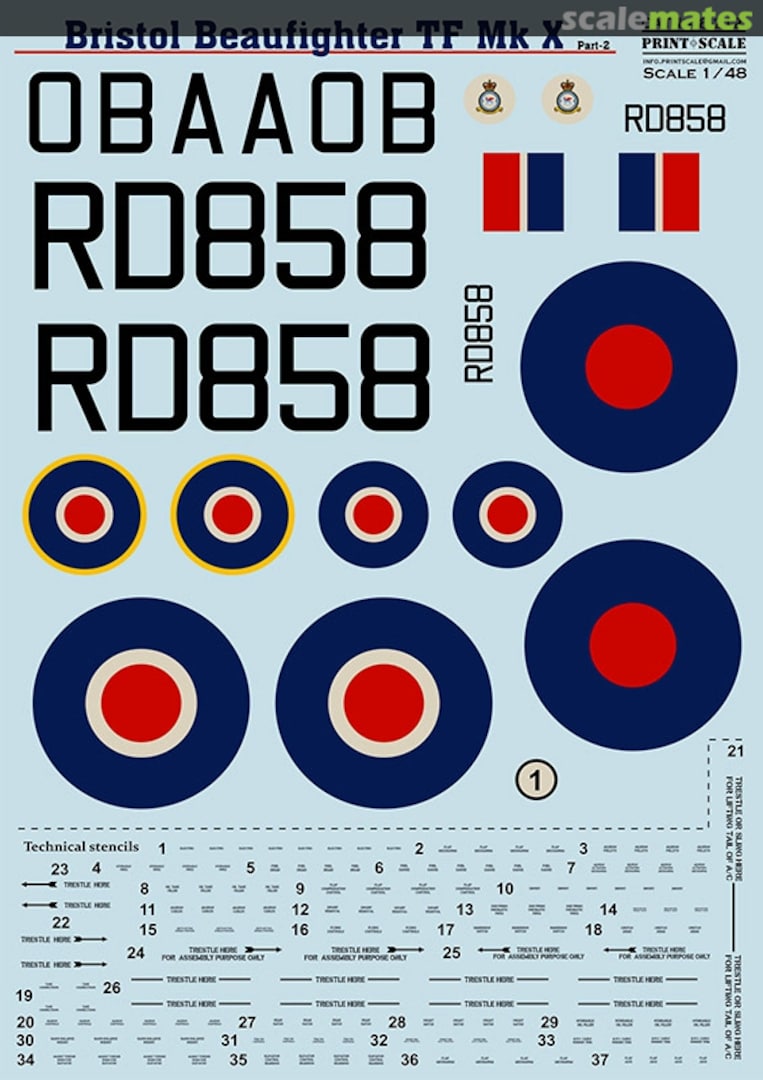 Boxart Bristol Beaufighter TF Mk X Part 2 48-212 Print Scale