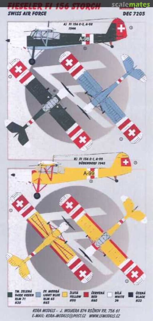 Boxart Fieseler Fi 156 Storch Swiss Air Force DEC7205 Kora Models