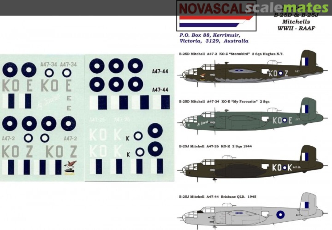 Boxart B-25D & B-25J Mitchells WWII - RAAF N-48020 Novascale