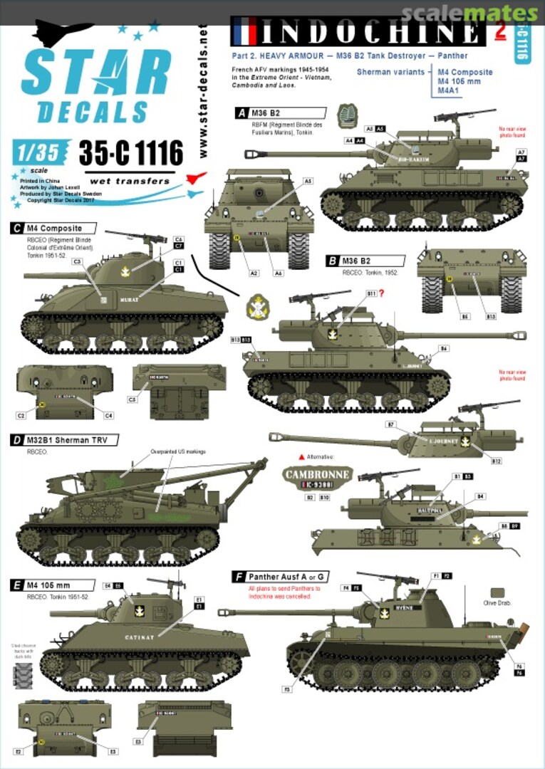 Boxart Indochine #2. Heavy Armour 35-C1116 Star Decals