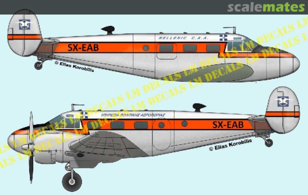 Boxart Beech 18 Hellenic Civil Aviation Authority LMX 0069 LM Decals