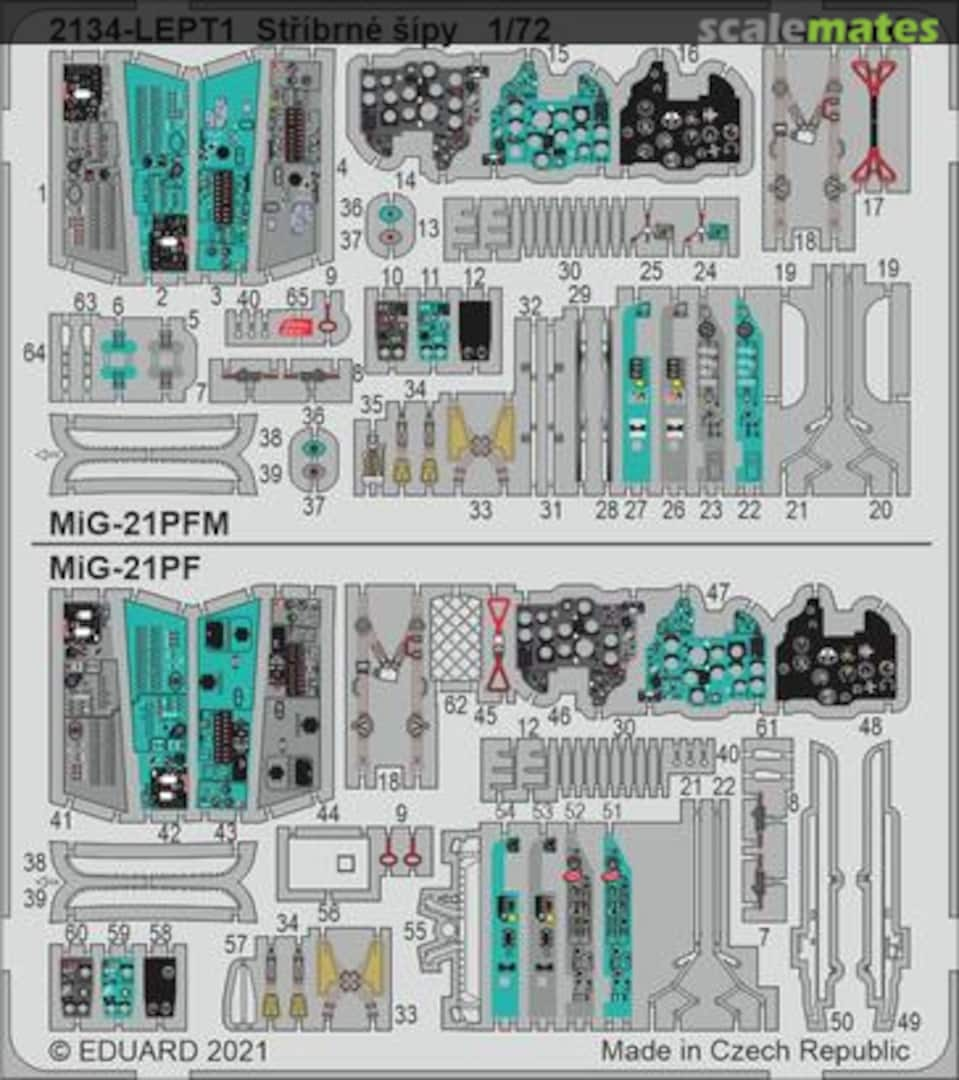 Boxart Stříbrné šípy (Mig-21PF, PFM) PE-set 2134-LEPT Eduard