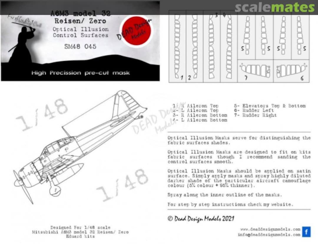 Boxart A6M3 m.32 Control Surfaces SM48045 DEAD Design Models