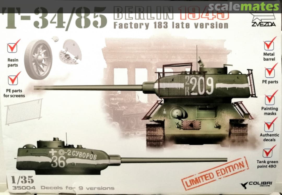 Boxart T-34/85 Berlin 1945 35004 Zvezda