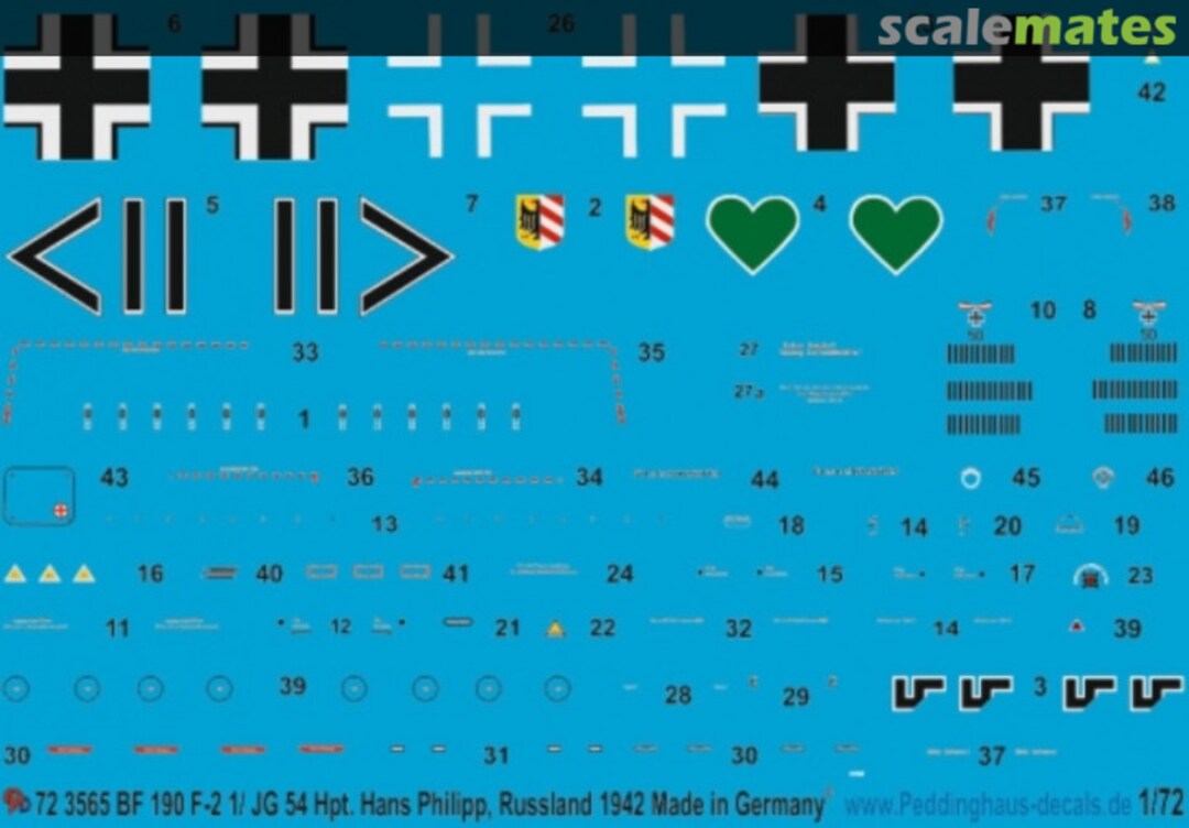 Boxart Bf 109 F-2 1./JG 54 Hauptmann Hans Philipp, Russland Winter 1942 72 3565 Peddinghaus-Decals