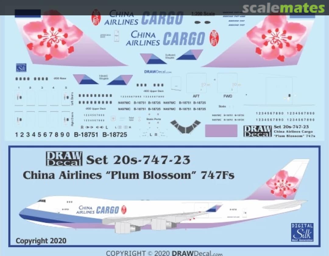 Boxart China Airlines Cargo 747Fs 20-747-23 Draw Decal