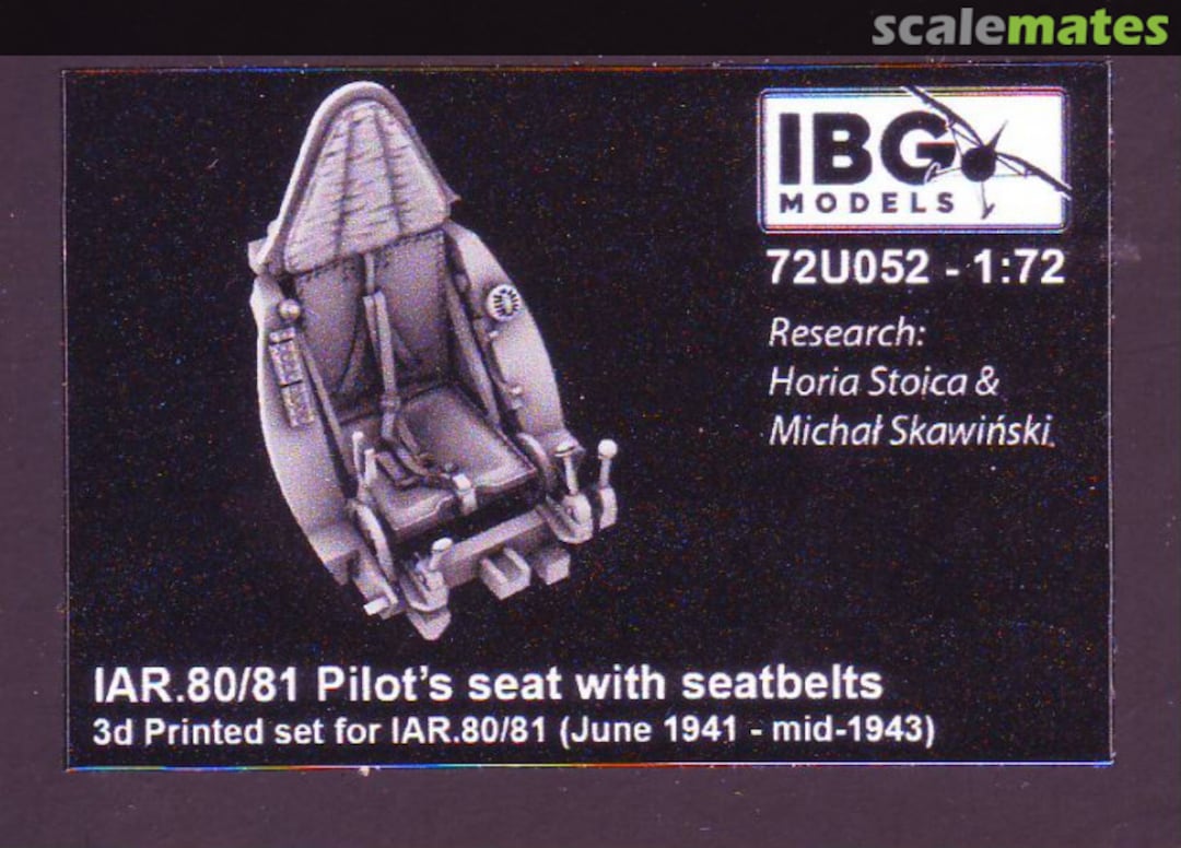 Boxart IAR. 80/81 Pilot's seat with seatbelts 72U052 IBG Models