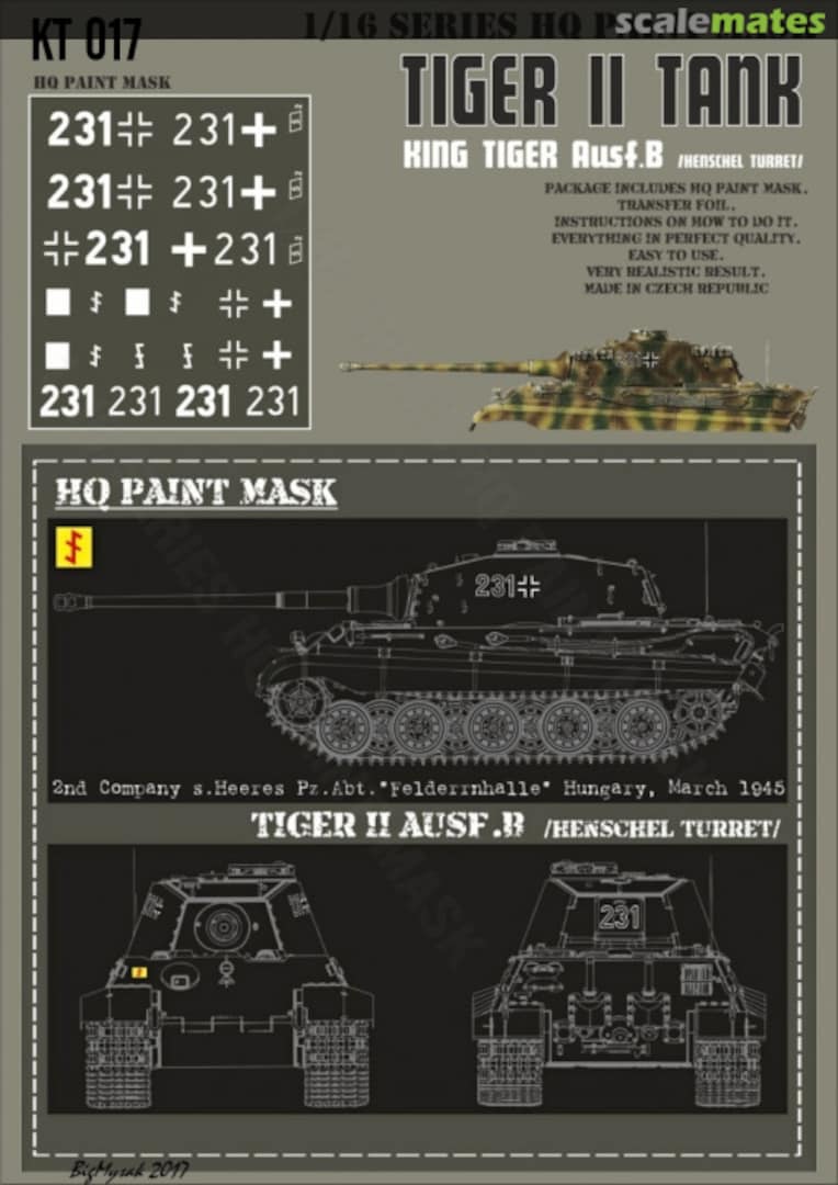 Boxart Kingtiger 2nd Company s.Heeres Pz.Abt. 'Felderrnhalle' Hungary March 1945 Paint Mask KT 017 HQ-Masks