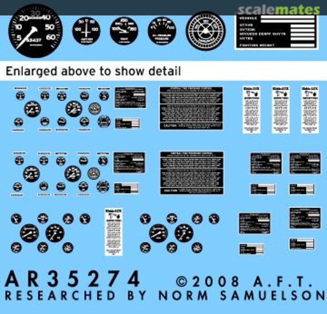 Boxart M4 High Speed tractor instruments and placards (plus M26 instruments) AR35274 Archer