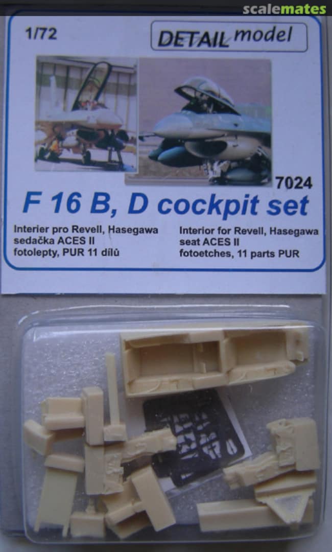 Boxart F 16 B, D cockpit set 7024 DETAIL model