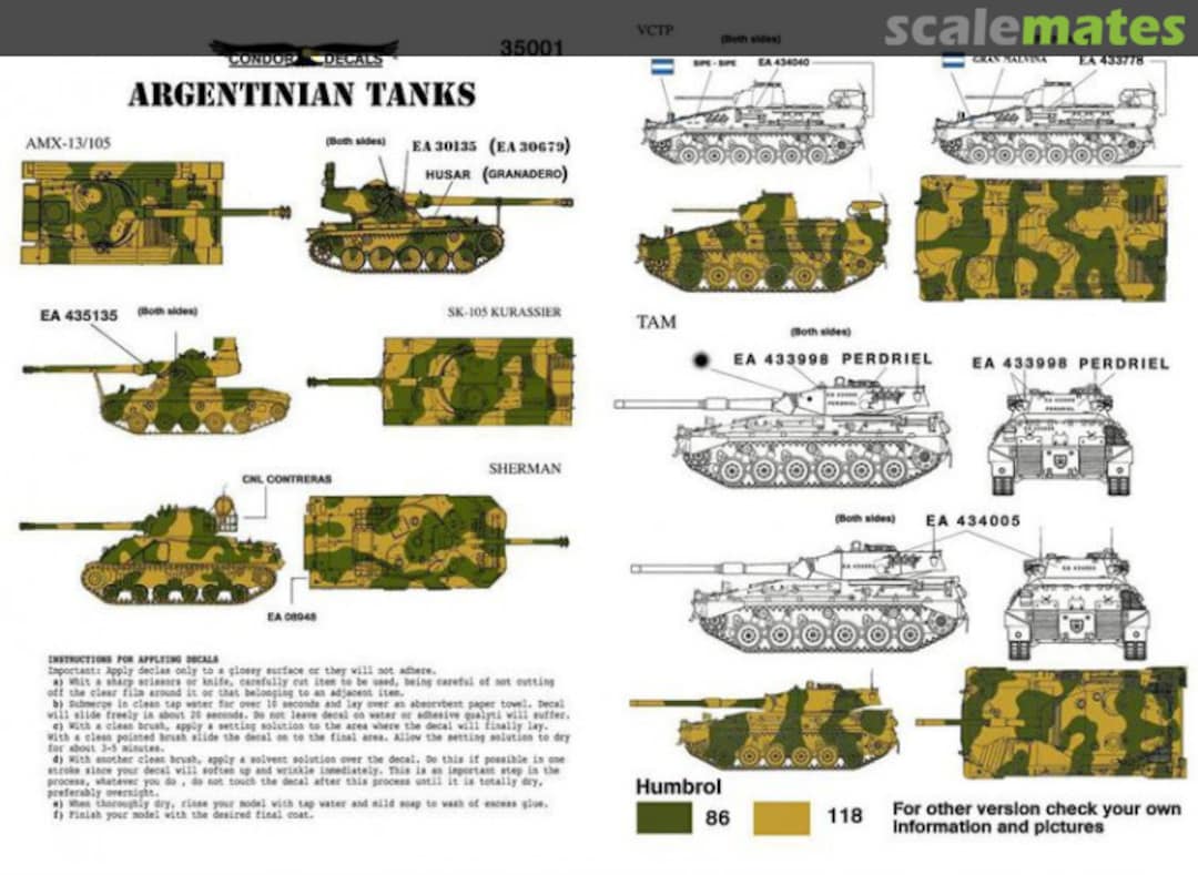 Boxart Argentinian tanks 35001 Condor Decals