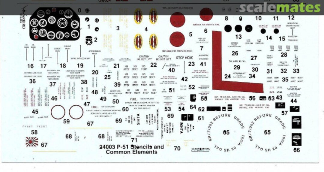 Boxart P-51D Mustang Stencils and Common Elements 24003 Warbird Decals