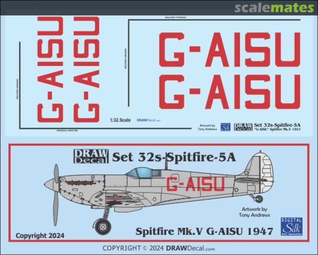 Boxart Spitfire Mk. V G-AISU 1947 32-Spitfire-5A Draw Decal