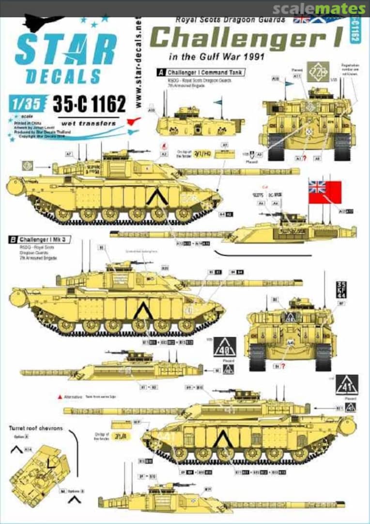 Boxart RSDG - Royal Scots Dragoon Guards Challenger I in the Gulf War (Desert Storm) 1991 35-C1162 Star Decals