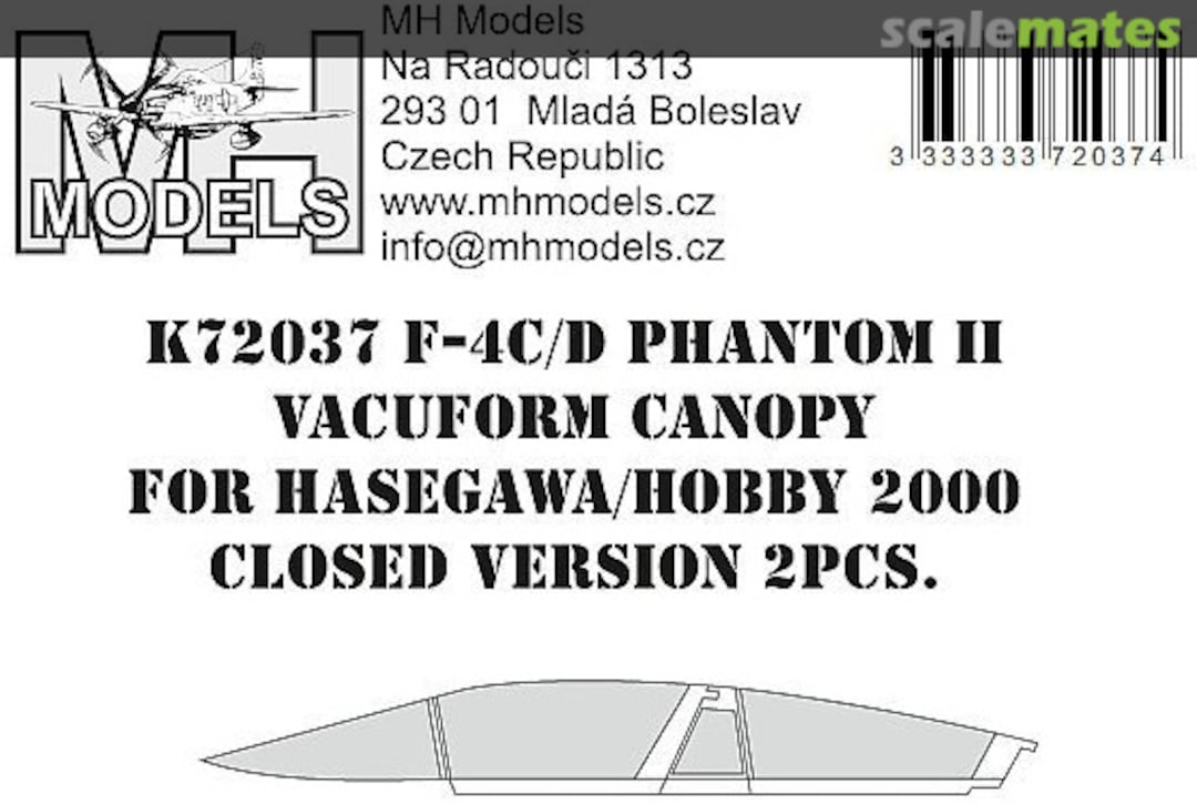 Boxart F-4C/D Phantom II Vacuform Canopy K72037 MH Models