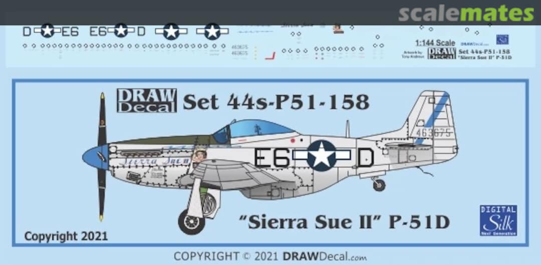 Boxart “Sierra Sue II” P-51D 44-P51-158 Draw Decal