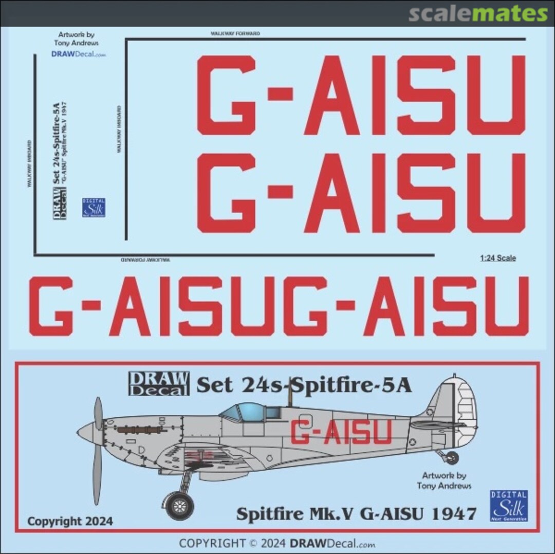 Boxart Spitfire Mk. V G-AISU 1947 24-Spitfire-5A Draw Decal