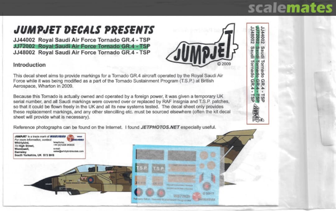 Boxart Royal Saudi Air Force Tornado GR.4 - TSP JJ72002 Jumpjet Decals