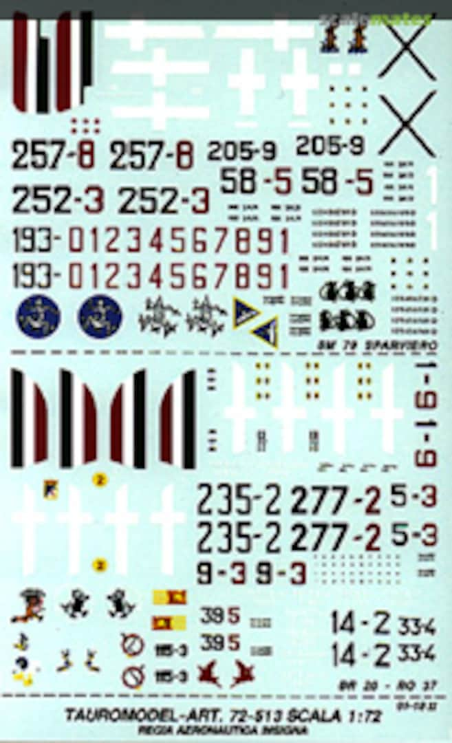 Boxart Regia Aeronautica SM 79, BR 20, Ro 37 72-513 Tauro Model