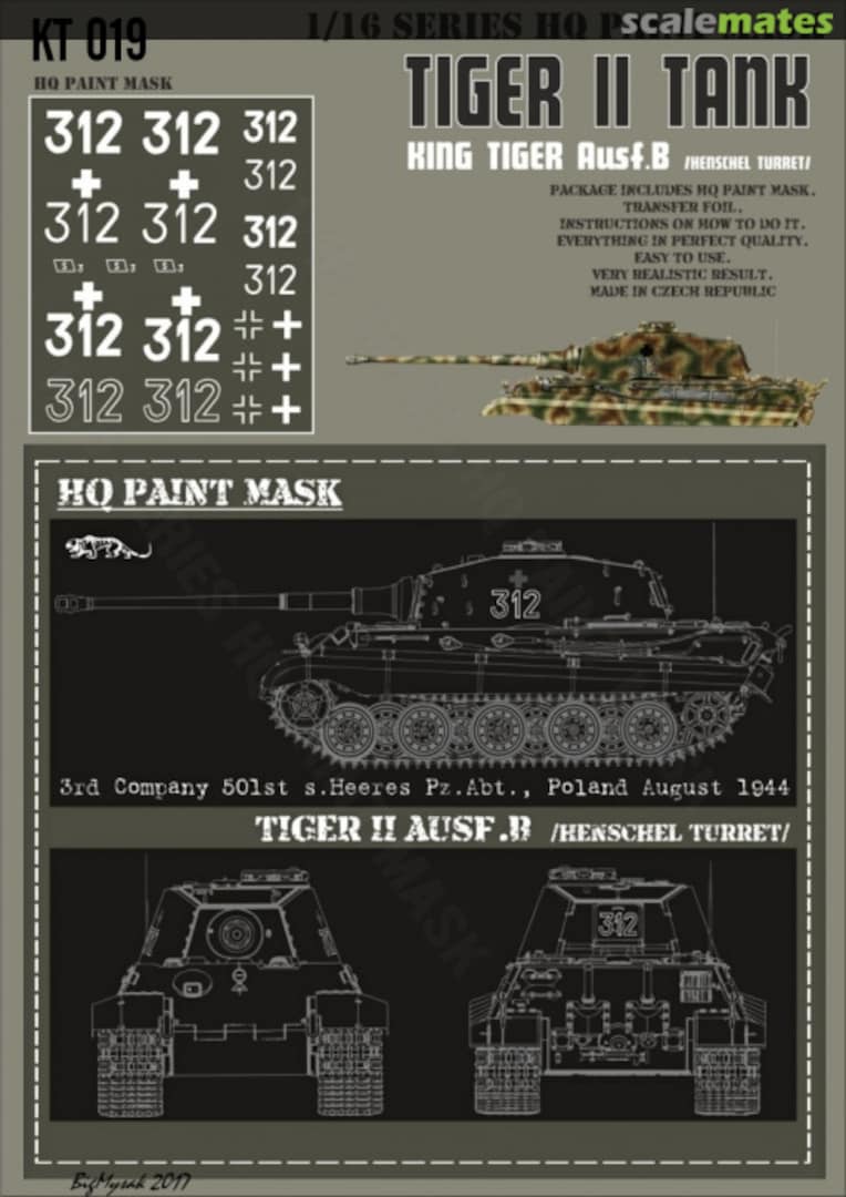 Boxart Kingtiger 3./s.Heeres Pz.Abt.501 Poland August 1944 Paint Mask KT 019 HQ-Masks