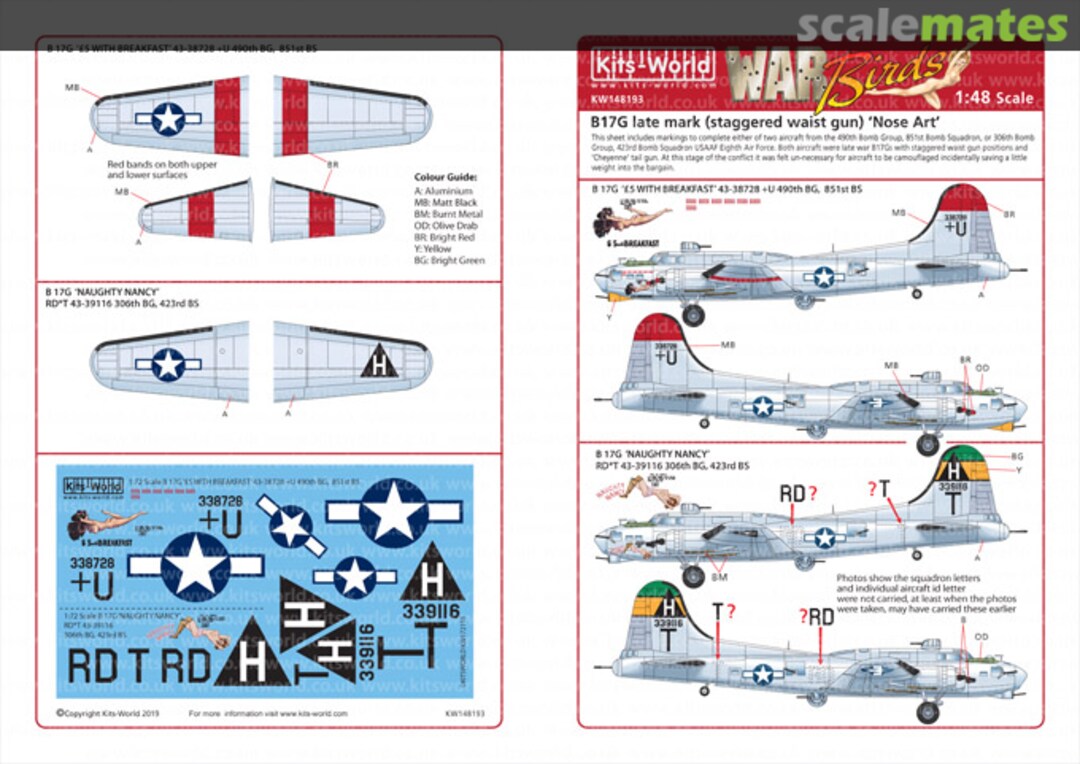 Boxart B-17G Flying Fortress 'L5 with Breakfast' & 'Naughty Nancy' KW148193 Kits-World