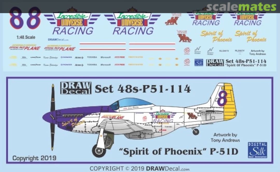 Boxart “Spirit of Phoenix” P-51D 48-P51-114 Draw Decal