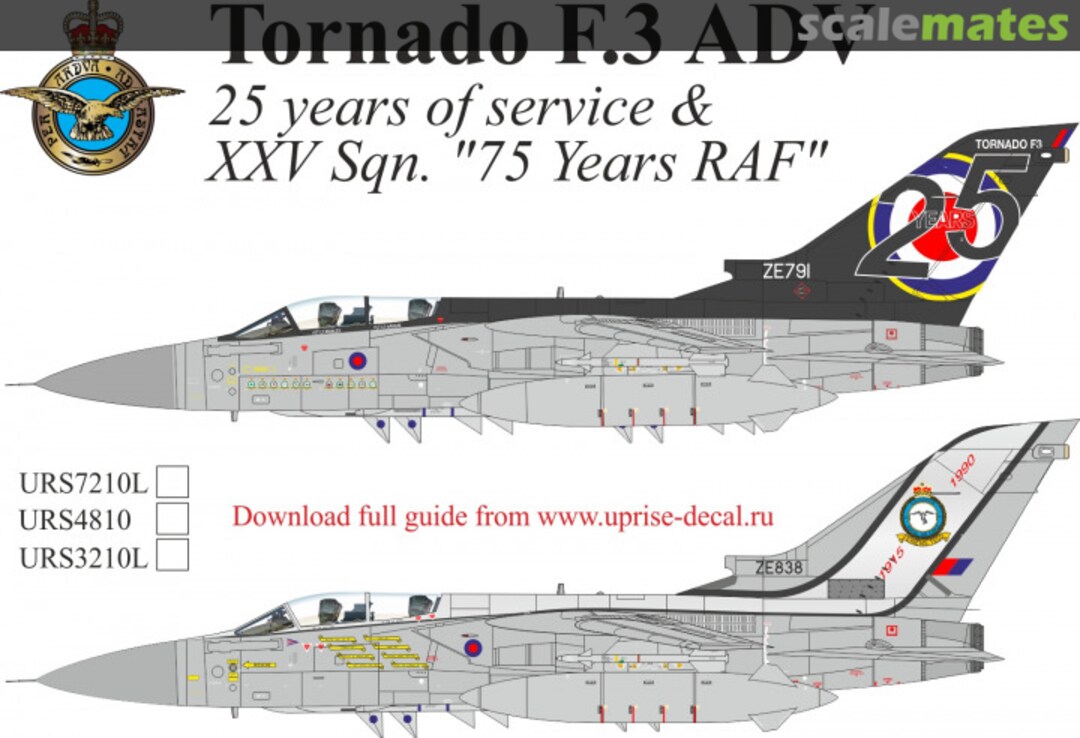 Boxart Tornado ADV "25 Years of service"& XXV Sqn. "75 Years RAF", without stencils URS7210L UpRise