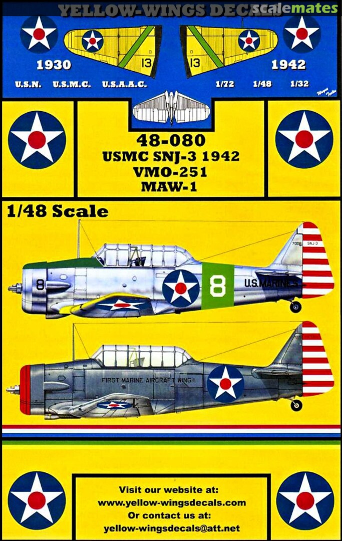 Boxart USMC SNJ-3 1942 48-080 Yellow-Wings Decals