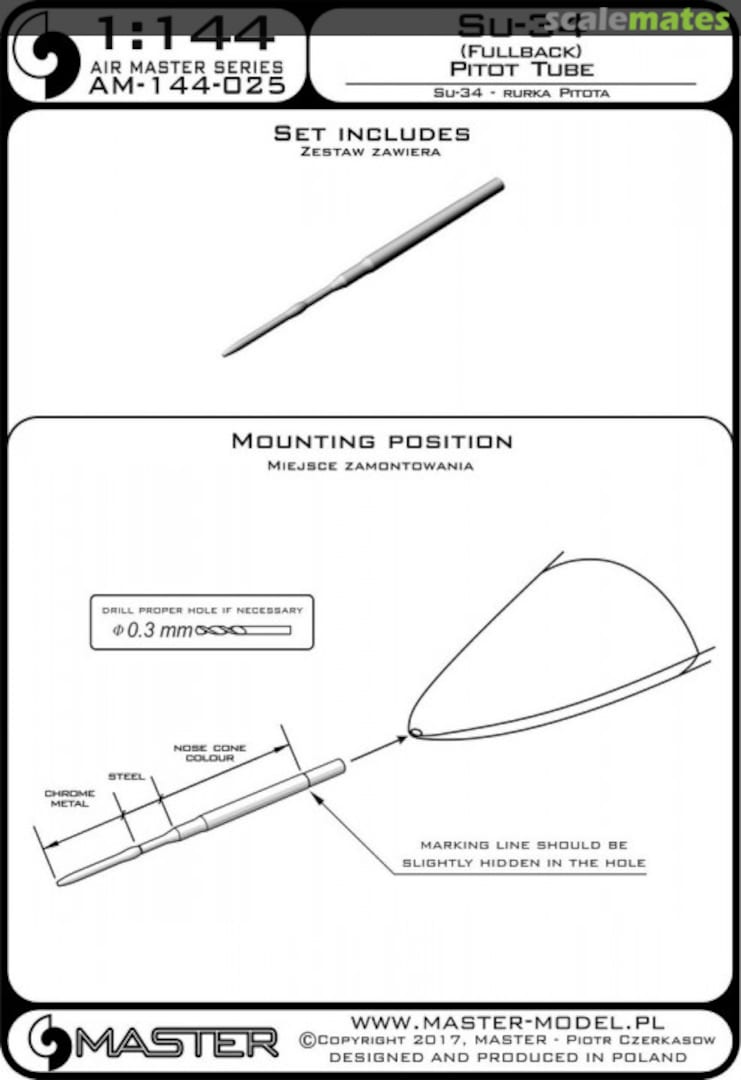 Boxart Su-34 (Fullback) Pitot Tube AM-144-025 Master