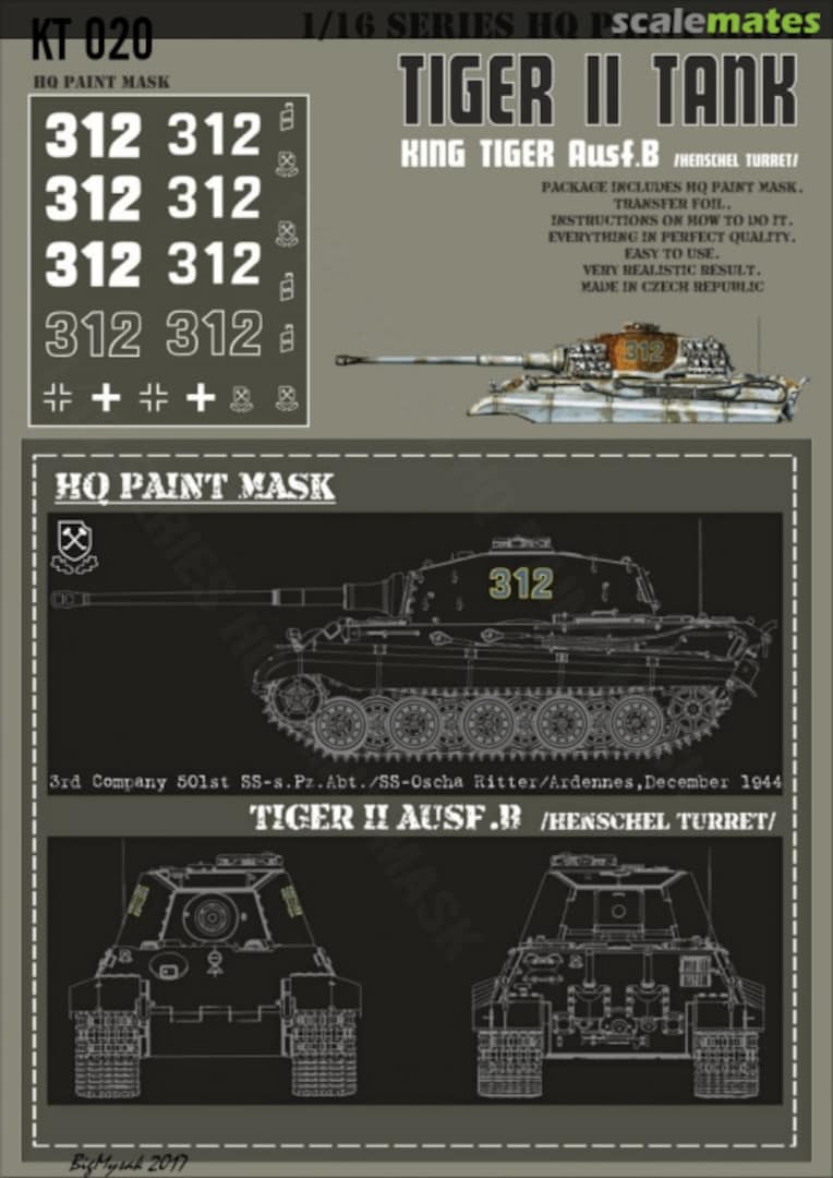 Boxart Kingtiger 3rd Company 501st SS-s.PZ.Abt./SS-Oscha Ritter/Ardennes December 1944 Paint Mask KT 020 HQ-Masks