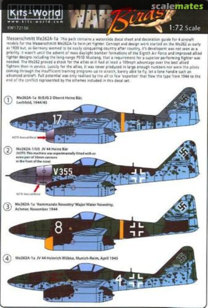 Boxart Decals Me262A-1a KW172156 Kits-World