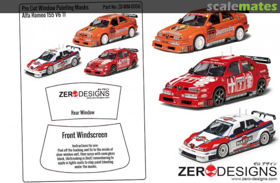 Boxart Alfa Romeo 155 V6 TI Pre Cut Window Painting Masks ZD-WM-0056 Zerodesigns