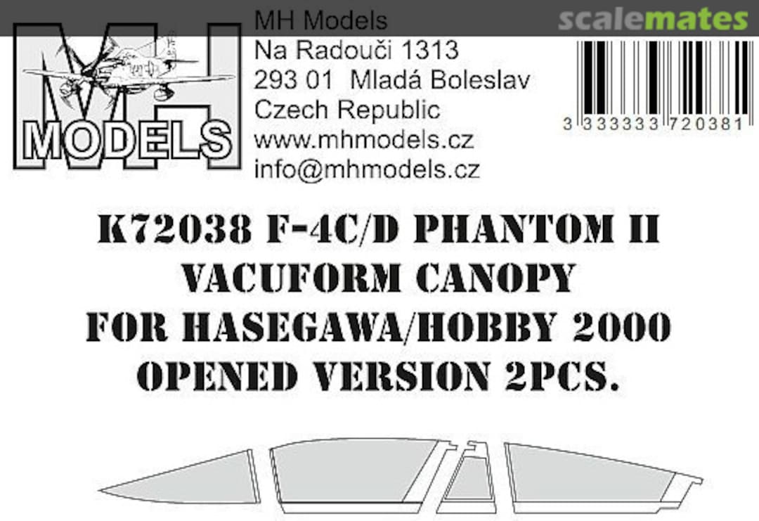 Boxart F-4C/D Phantom II Vacuform Canopy K72038 MH Models