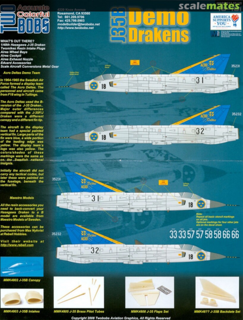 Boxart J-35B Draken 48-181 TwoBobs Aviation Graphics