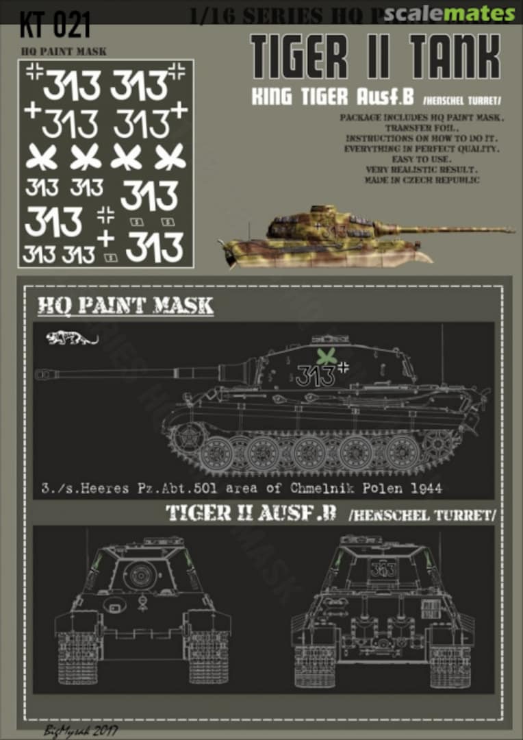 Boxart Kingtiger 3./s.Heeres Pz.Abt.501 Chmelnik Polen 1944 Paint Mask KT 021 HQ-Masks