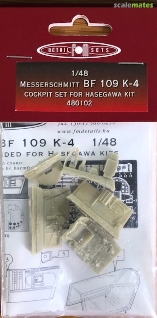 Boxart Messerschmitt Bf 109 K-4 Cockpit set for Hasegawa 480102 FM Detail