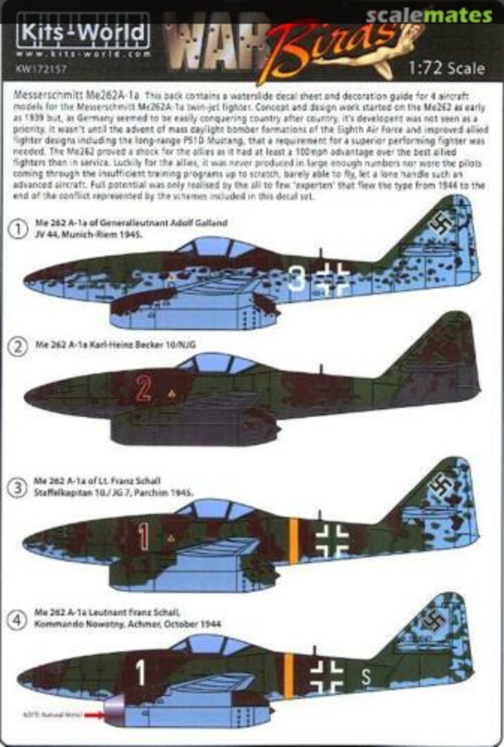 Boxart Decals Me262A-1a KW172157 Kits-World