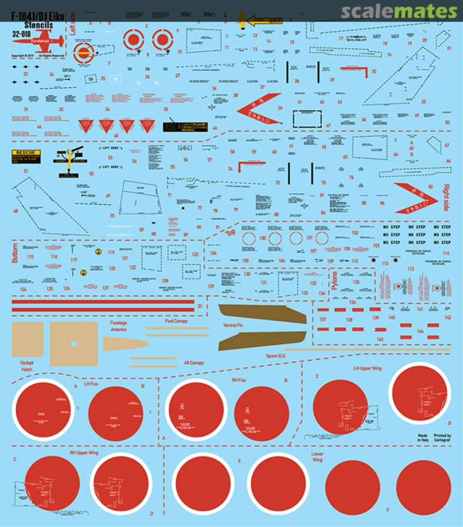 Boxart Lockheed F-104J/DJ Eiko Stencils 32-010 fündekals