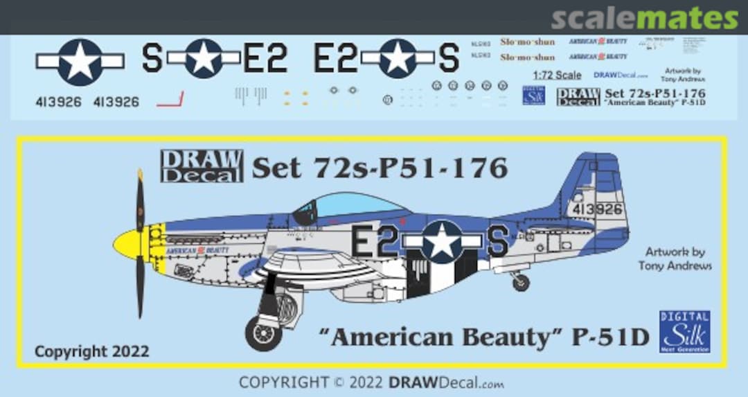 Boxart “American Beauty” P-51D N51KD 72-P51-176 Draw Decal