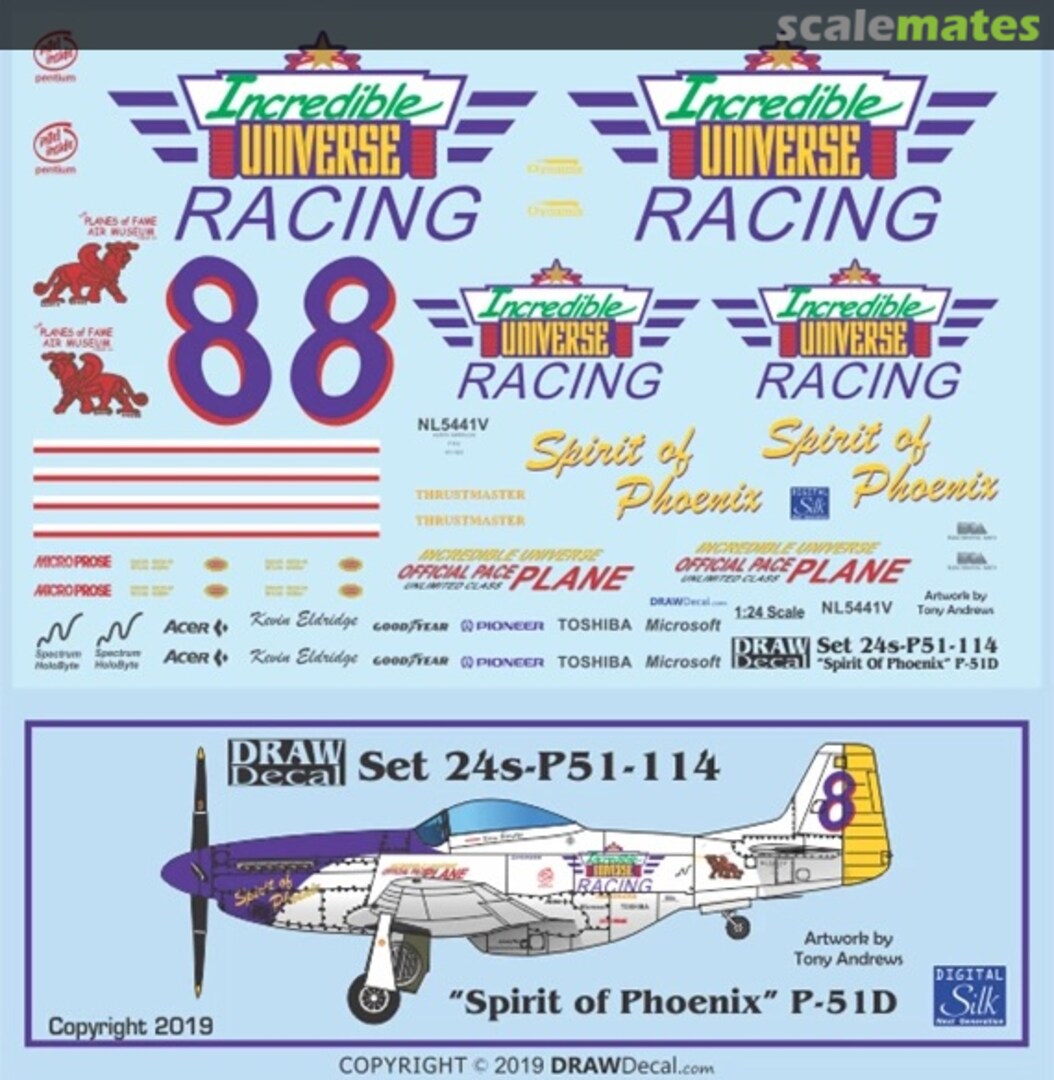 Boxart “Spirit of Phoenix” P-51D 24-P51-114 Draw Decal