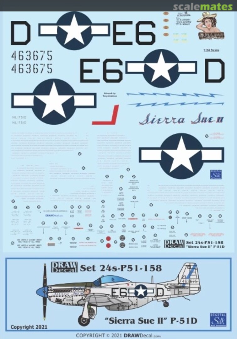 Boxart “Sierra Sue II” P-51D 24-P51-158 Draw Decal